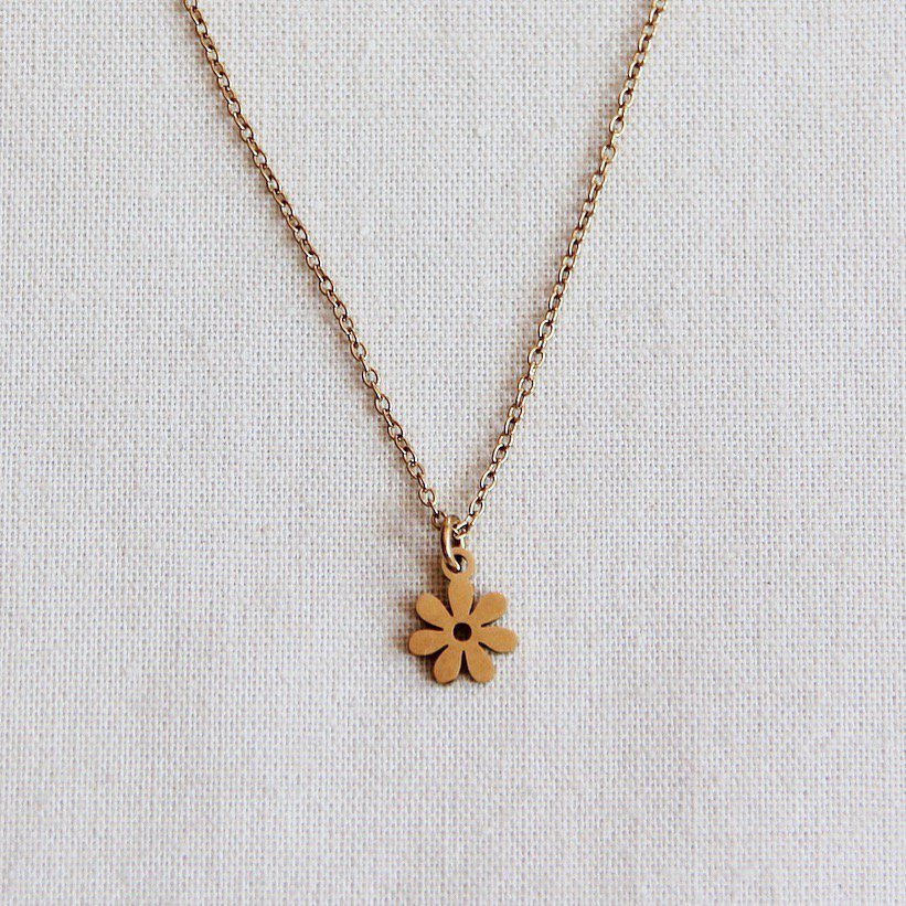 SS211 - Chaîne fine en acier inoxydable avec mini fleur - or