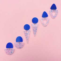 Pendientes Odette - Terrazo Azul / Neón