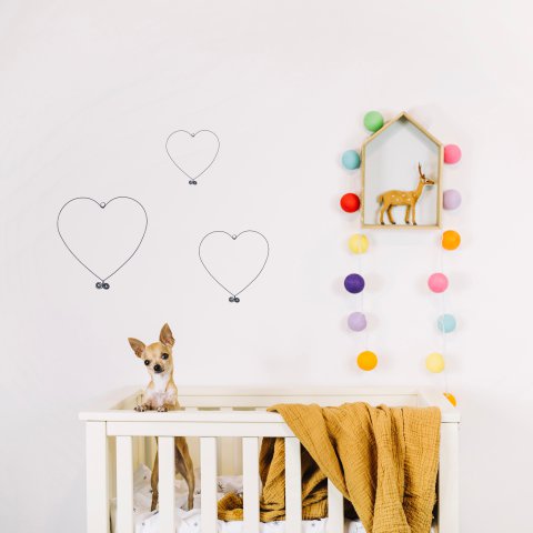 Wanddekoration aus Draht „Trio Coeurs Variegés“ (3er-Set) zum Anstecken – Wandschmuck