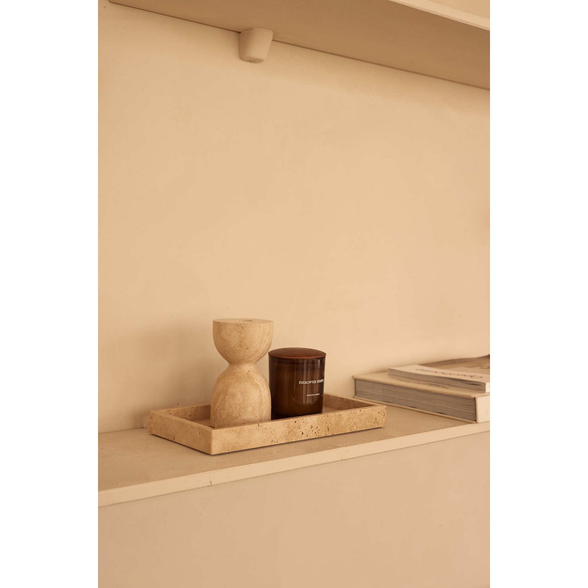Travertine design kaarshouder Ø8x14cm