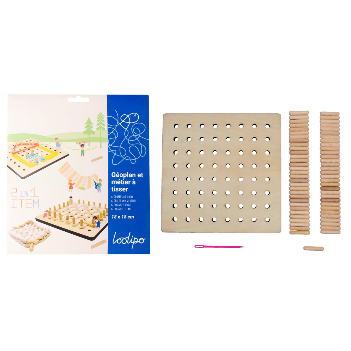 GEOPLAN & WEBWEBSTUHL - 2 IN 1 -
18 x 18 cm – 1 Stück – 1 Farbe
