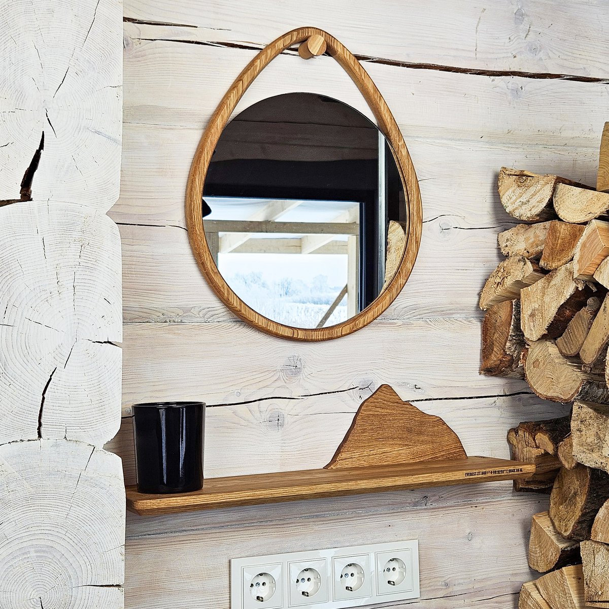 Estante de montaña flotante, decoración de pared de madera rústica para interiores inspirados en la naturaleza