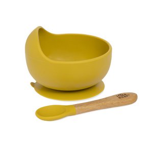 BOWL WITH SUCTION CUP + SILICONE SPOON - EARTH OCHER