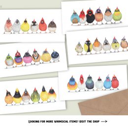 Lindos pájaros de fiesta - Tarjeta de cumpleaños - 21x10cm