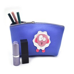 Handmade Full Grain Leather Makeup Bag With Cute Sheep
