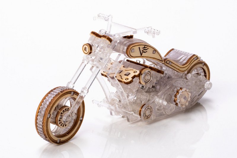 Blondemodeller Træ 3D-modelbyggesæt Chopper-V1, AKV-01, 14x4,1x6,2 cm