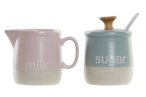 SUGAR BOWL SET 2 STONEWARE DAIRY PINK LC179322