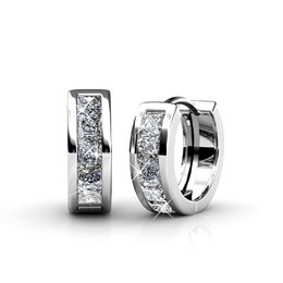 Boucles d'oreilles Square Hoop - ArgentÃ© et Cristal