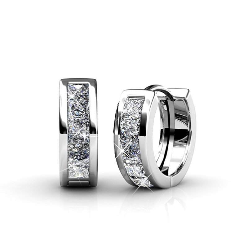 Boucles d'oreilles Square Hoop - ArgentÃ© et Cristal