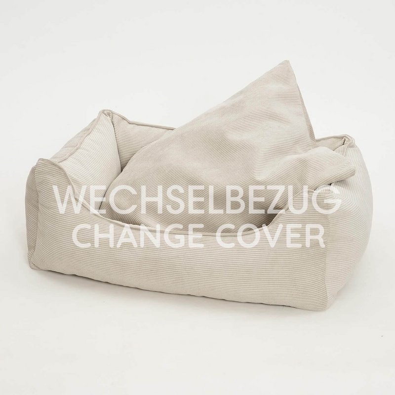 Wechselbezug Hundebett Box Bett Chelsea Cord gravel