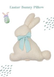 Flauschiges Bouclé-Osterhasenkissen „Mint Bow“