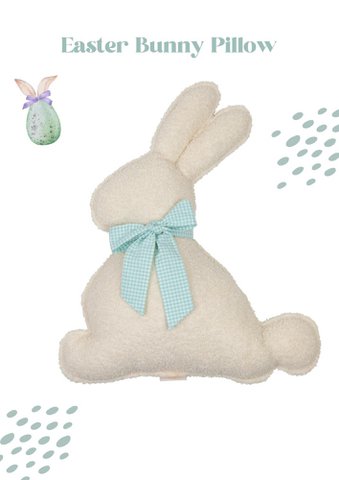 Flauschiges Bouclé-Osterhasenkissen „Mint Bow“