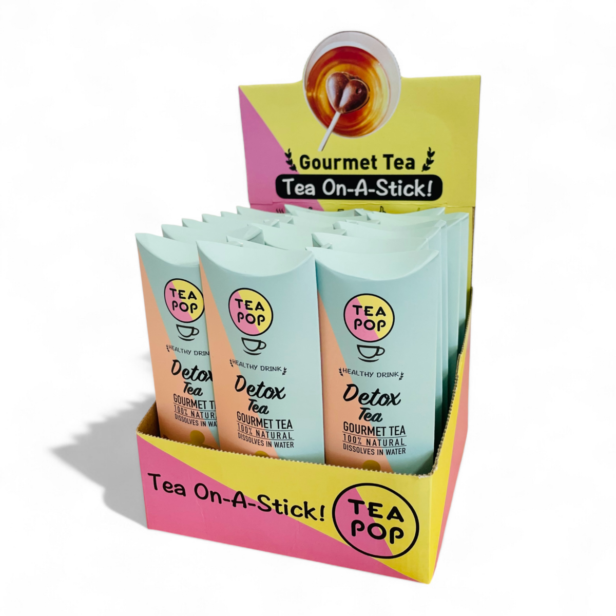 TEA-POP Tea-On-A-Stick | Detox Nettle Tea | 20 Sticks Display Tray