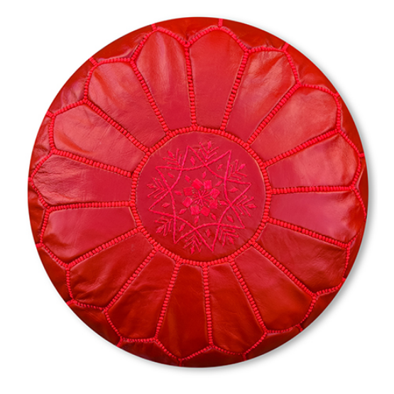 Leder Pouffe - rot