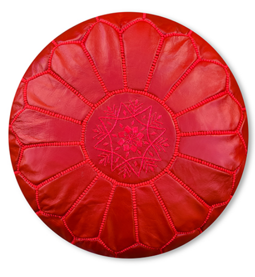 Leder Pouffe - rot