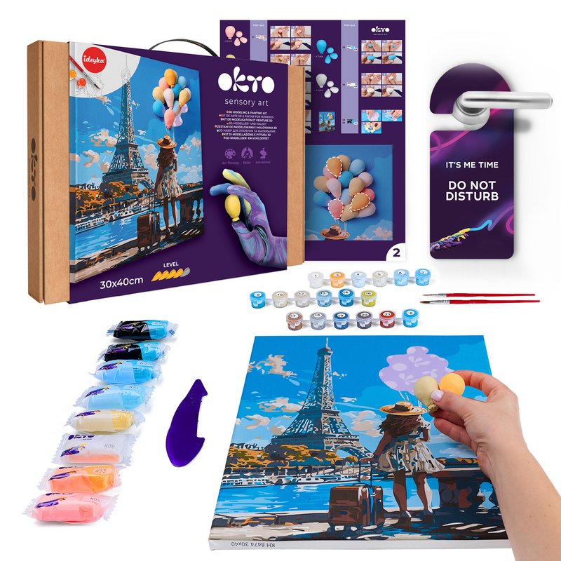 Okto Sensory 3D Air Clay und Malen nach Zahlen – Grüße aus Paris
