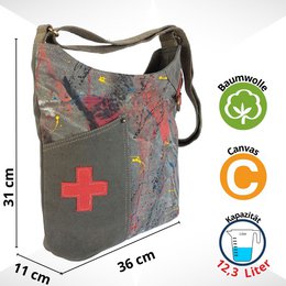 Sunsa schoudertas voor dames. Canvas hobo tas. Grote crossbody tas in vintage stijl. Elke vegan schoudertas is uniek.