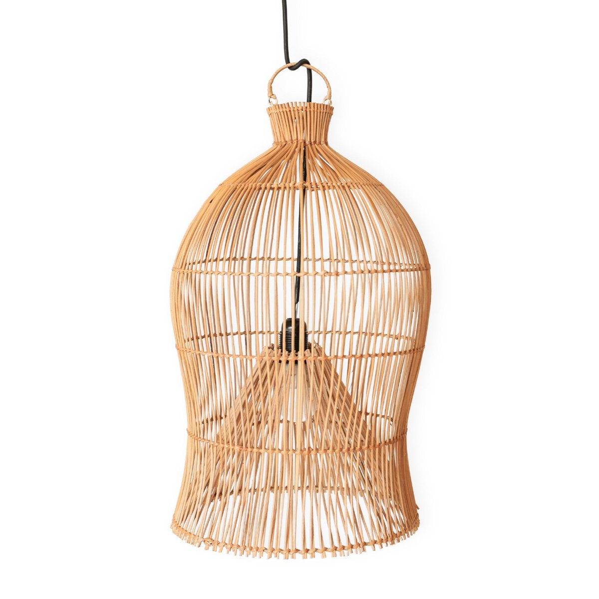 Rattan-Lampenschirm – Boho-Hängelampe – Deckenlampe zum Aufhängen – Boho-Deckenleuchte MAHARA (Ø35 cm)