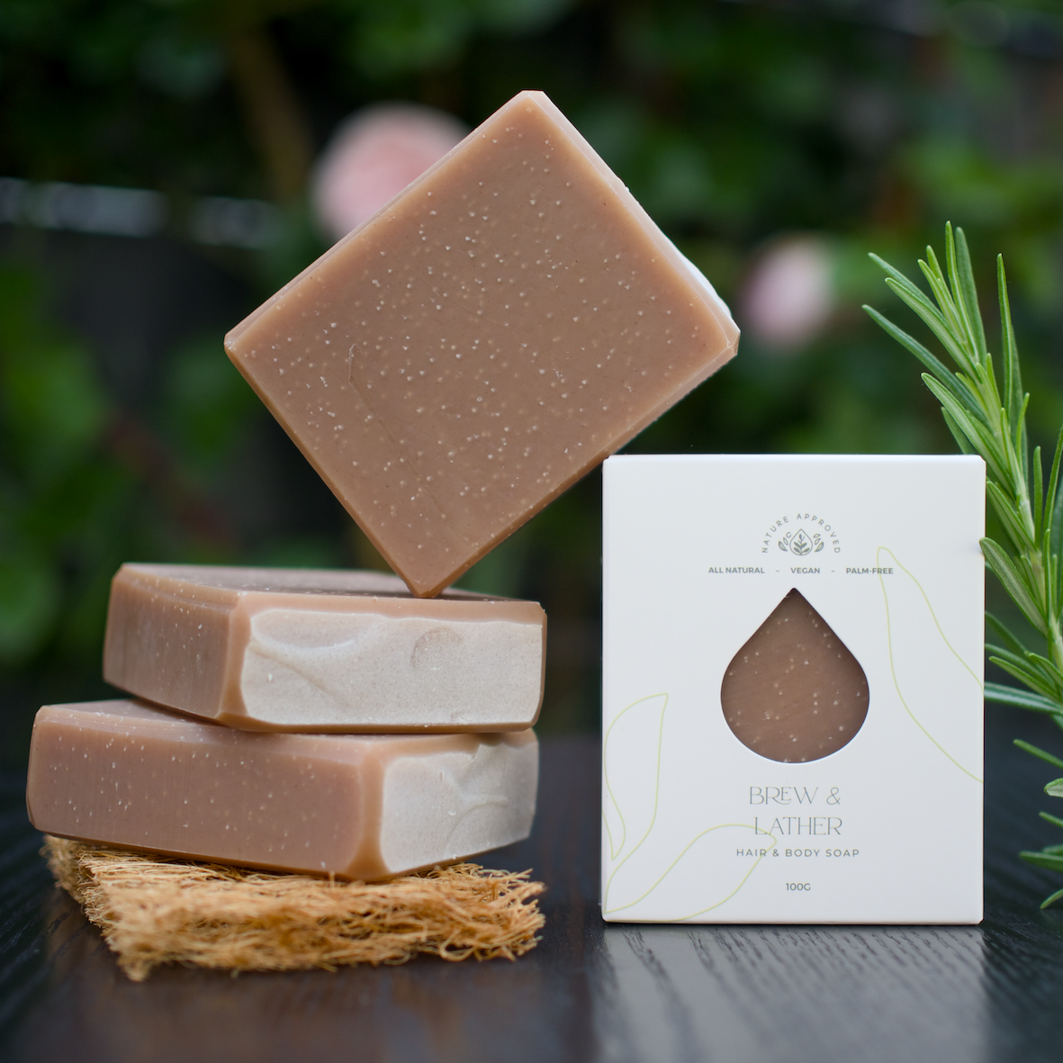 Brew & Lather - Savon pour les cheveux et le corps - végétalien - sans paume (100g)