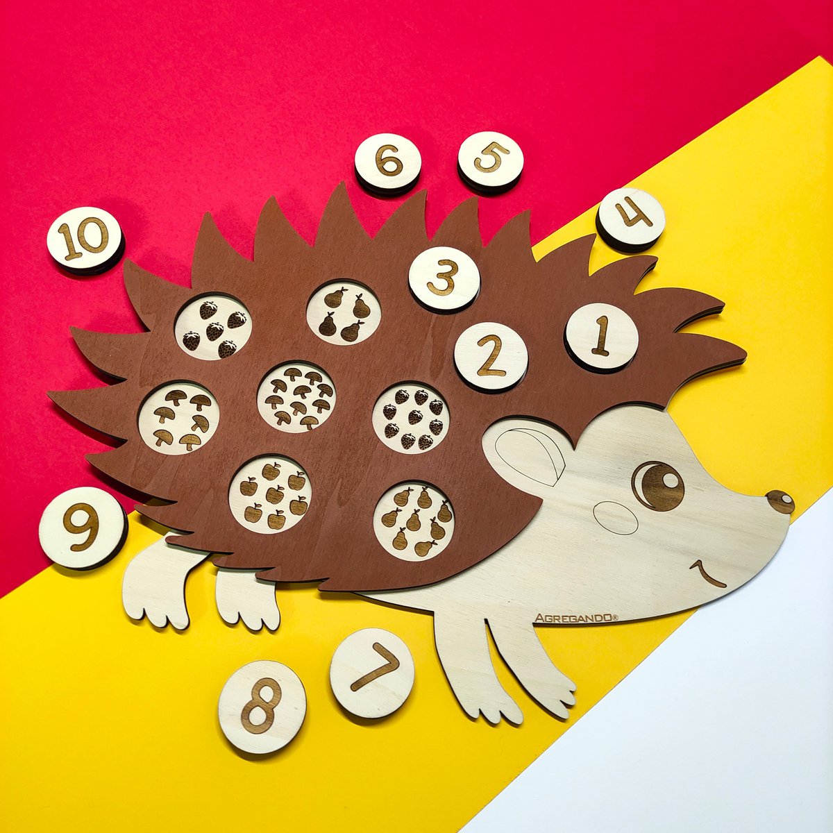 Juguete de hedgehog de rompecabezas de madera, juego de combinación de número de educación educativa