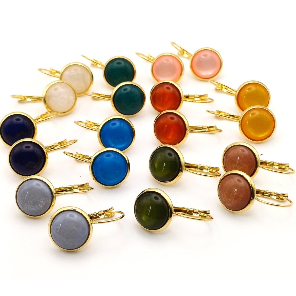 Boucle d'oreille rabat 12 mm (10 paires) acier inoxydable plaqué or