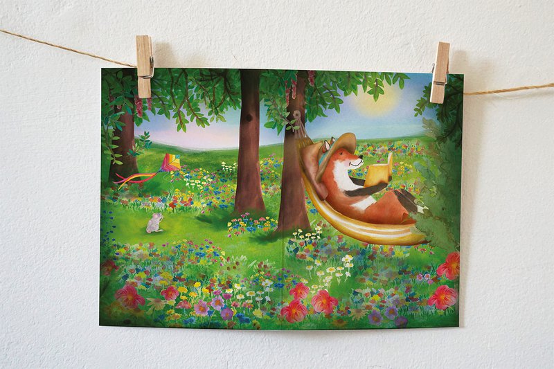 Greeting card Chilling in hammock