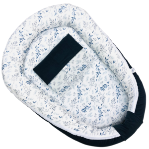 MM CHIC Babynest blue twigs anthracite | with ZIP | in stock