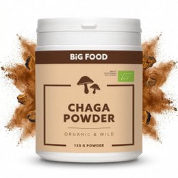 Chaga powder organic wild brown tan container supplement superfood mushroom extract powder