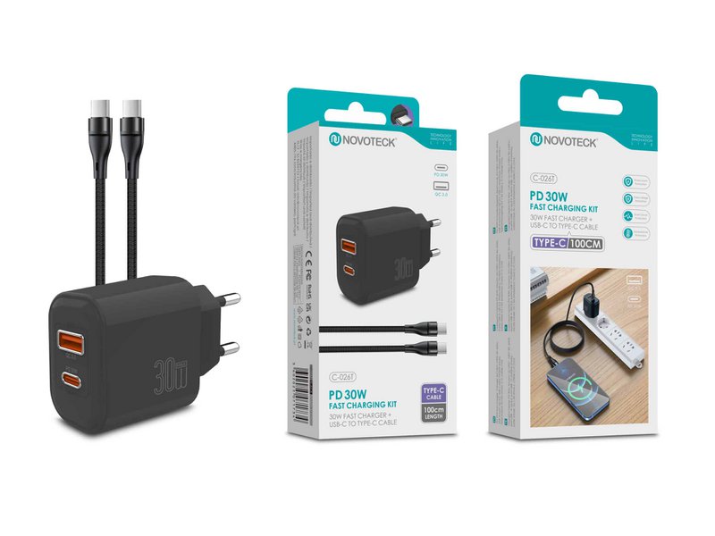30W PD Charger Kit with 1m USB-C Cable – NOVOTECK C-026T