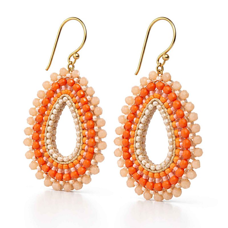 Ohrhänger Arisa – Boho Tropfen Ohrringe in Orange mit Glasperlen