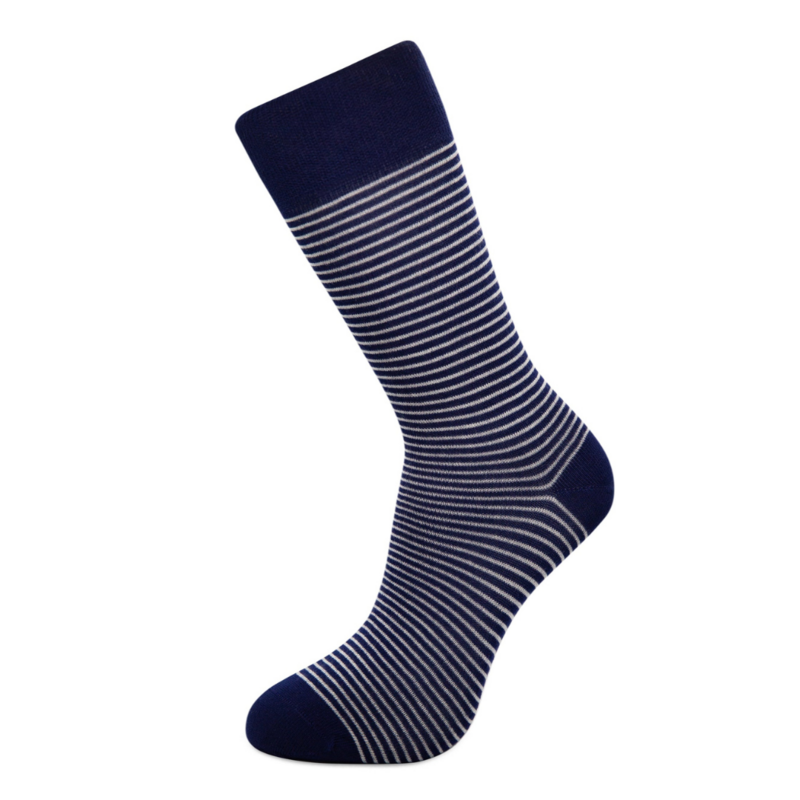 Chaussettes rayées en bambou bleu marine