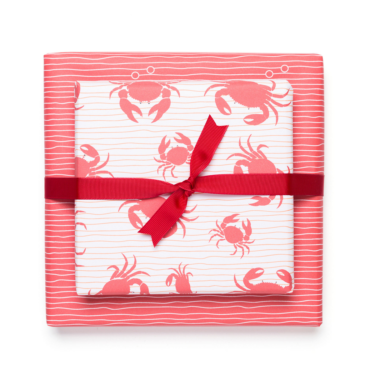 Rood inpakpapier krab - kinderdieren voor kinderen, maritieme cadeauverpakking zomer