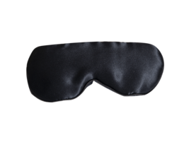 Black silk eye mask for sleeping, comfortable and soft material.