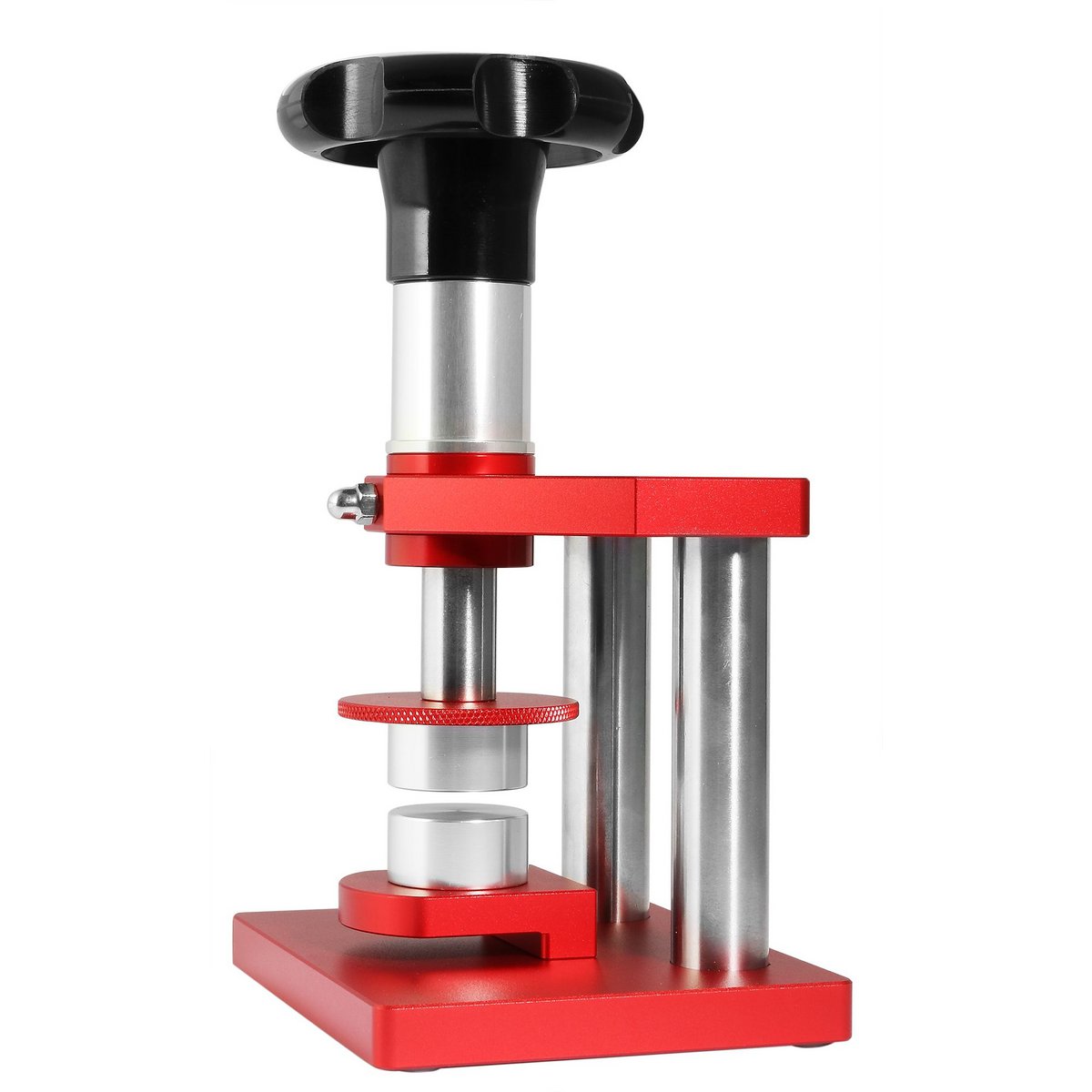 Spindelpresse für Gläser und Gehäuse, Aluminium/Edelstahl, rot/silberfarben