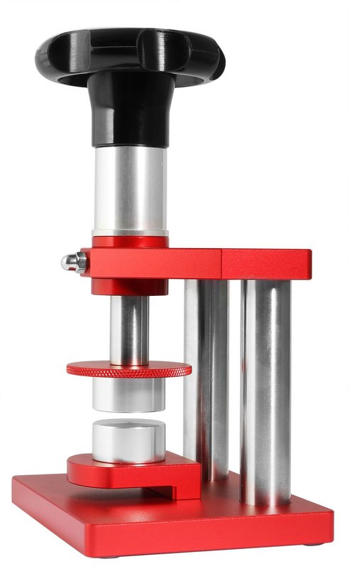 Spindelpresse für Gläser und Gehäuse, Aluminium/Edelstahl, rot/silberfarben