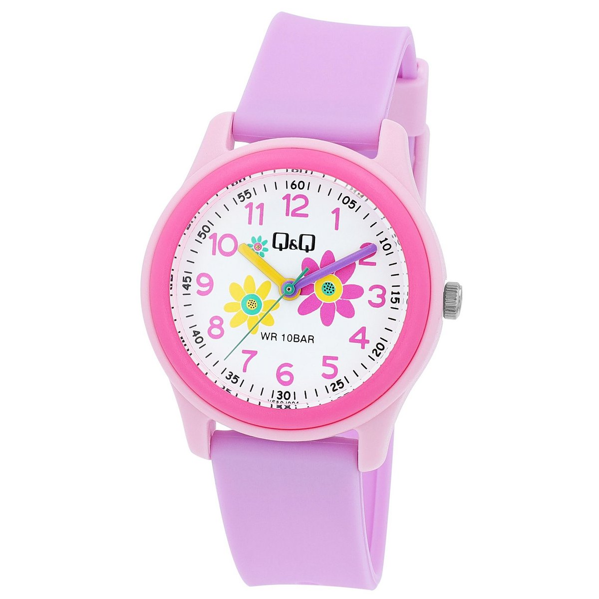 Montre pour enfants Q&Q avec bracelet en silicone, "Fleurs", 10 bar