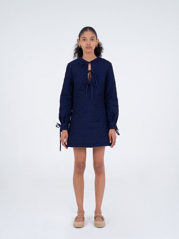 Mini-robe matelassée bleue Chelsea