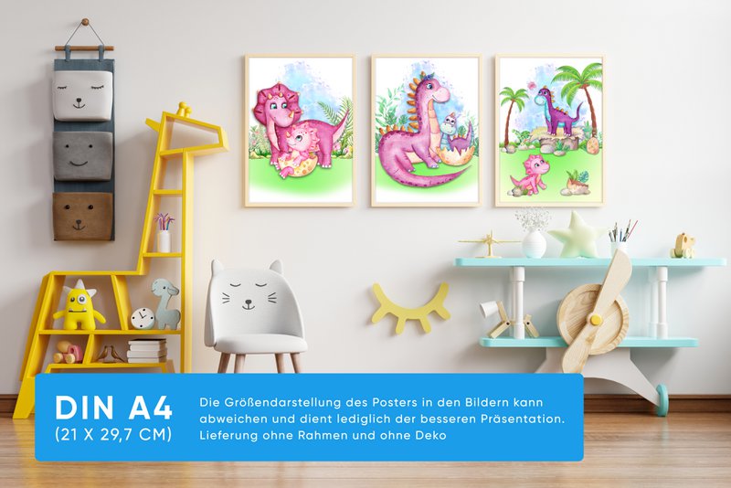 Dinosaur plakater x sæt med 3