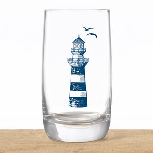 Longdrinkglas aus Kristall „Leuchtturm“ – maritimes Design, Made in EU