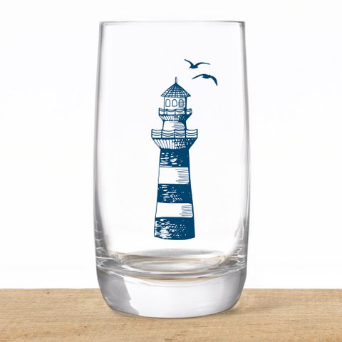Long drink glass made of crystal “Lighthouse” – maritime design, made in the EU