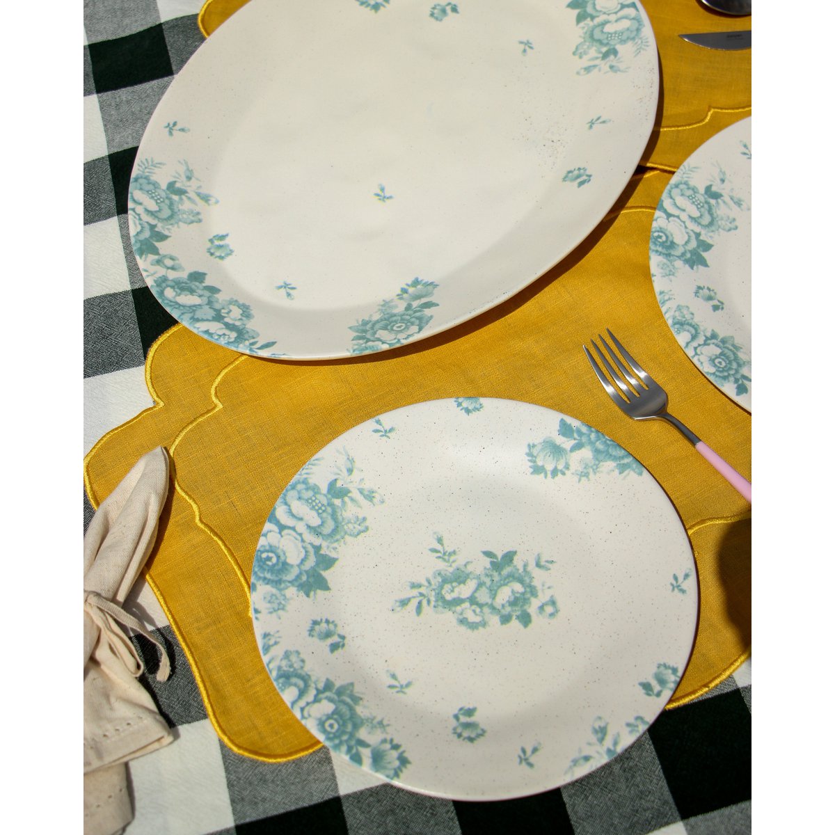 Plaque de dessert fleurs vintage vert