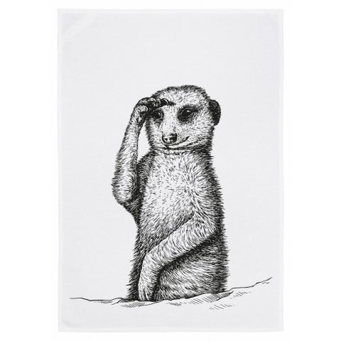 Witte theedoek MEERKIN grijs