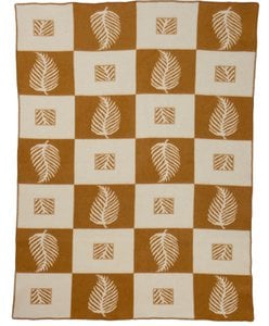 Merino wool bed blanket LEAF ocher