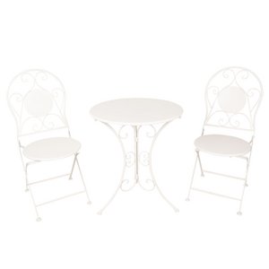 Bistro Set Bistro table Bistro chair 3-piece Ø 60x70 White iron balcony set