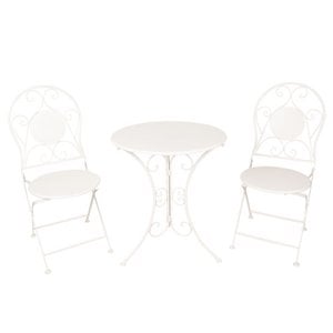 Bistro Set Bistro table Bistro chair 3-piece Ø 60x70 White iron balcony set
