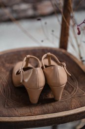Håndlavede læderhæle (5,5 cm) - Astrid - Beige vintagesko 35-42