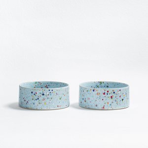 New Party Stoneware Pet Bowl 16,5cm 2 Pieces Set Soft Blue