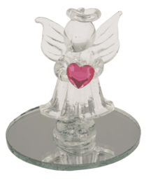 Glass Angel with Heart, 5 cm,