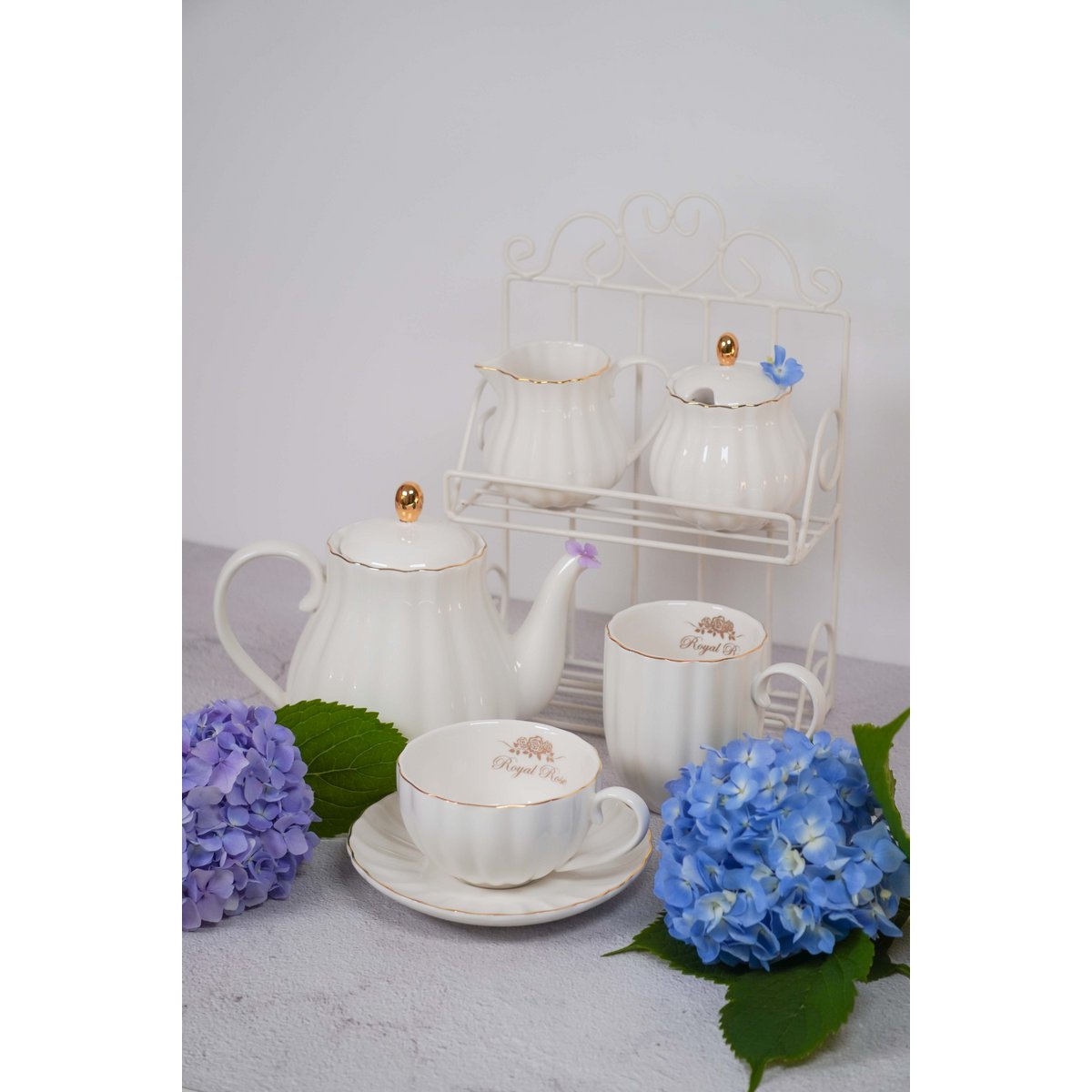 Royal Rose suikerpot wit met gouden rand 200 ml Isabelle Rose
