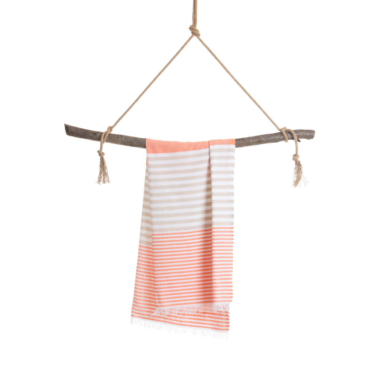 TOWEL TO GO BALI Serviette de plage en coton 180x100 cm | Serviette de piscine à séchage rapide | Orange / Beige | avec coffret cadeau
